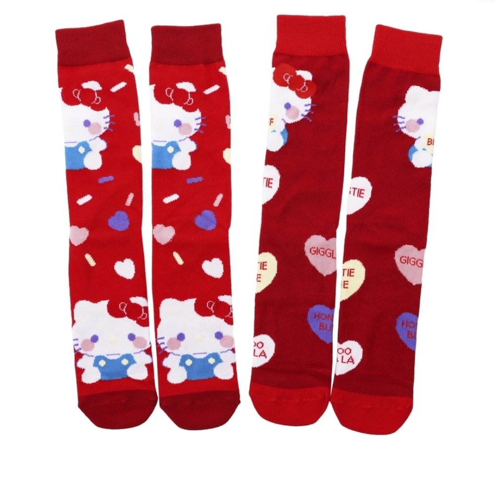Hello Kitty Red Socks for Men Hello Kitty 2PK Sweet Heart Socks